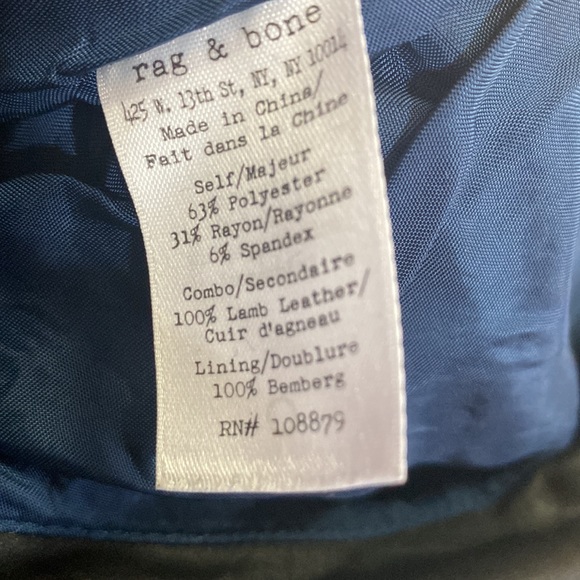 rag & bone Black/blue leather mini skirt with fringe size 2 - Picture 5 of 8